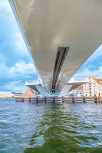 Drawbridge in copenhagen. mechanism of the drawbridge of copenhagen, close-up, view from below