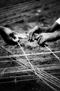 Close-up of hands working