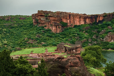 High angle view of rock formations