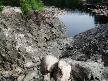 Scenic view of rock formation in lake