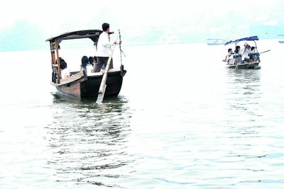 Boat sailing in sea