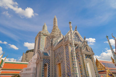 Low angle view of temple building against sky