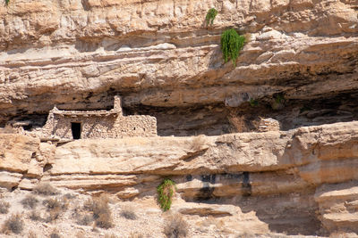 Low angle view of rock formation