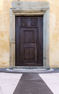 Close-up of closed door of building