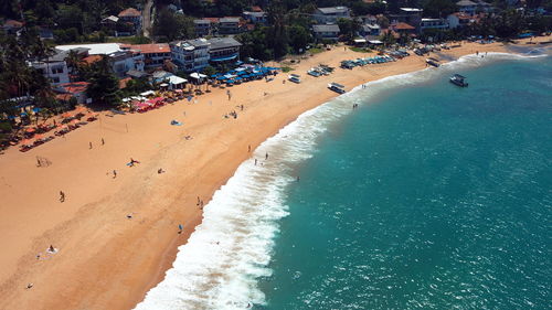 High angle view of crowd on beach