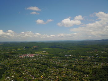 Scenic view of townscape against sky