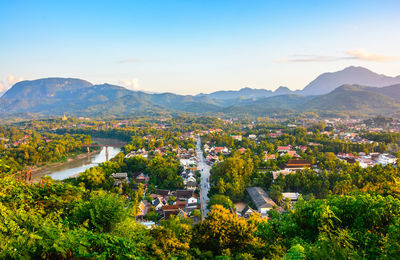 Luang prabang city view from view point,luang prabang is a world heritage city in laos.