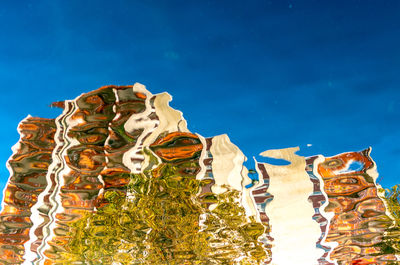 Low angle view of temple against clear blue sky