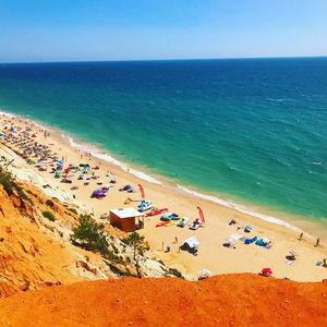 High angle view of beach against sky