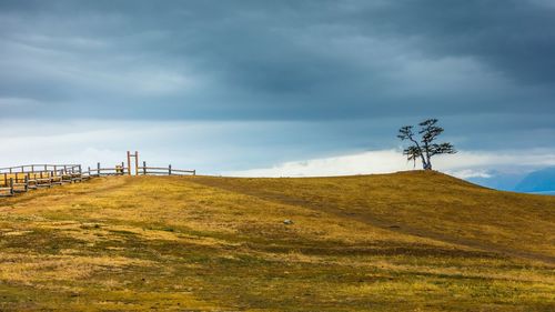 Scenic view of land against sky