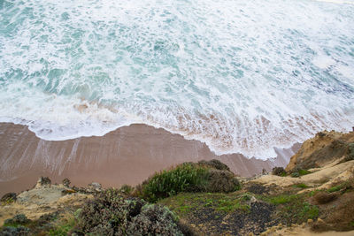 High angle view of beach