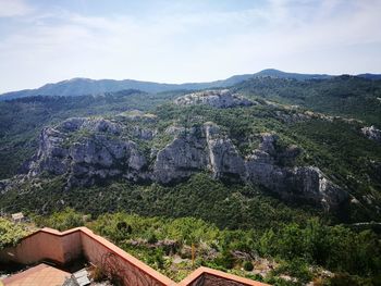 Scenic view of mountain range against sky