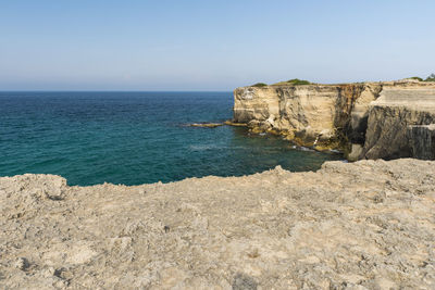 Scenic view of sea against clear sky