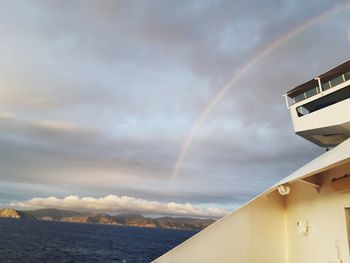 Scenic view of rainbow over the sea against sky