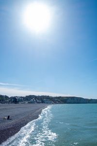 Scenic view of sea against sky on sunny day