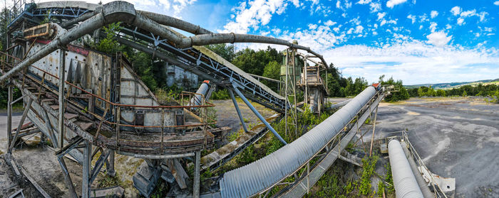 Abandoned car against sky