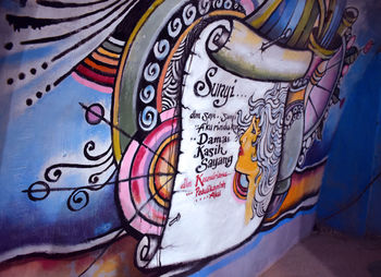 Close-up of graffiti on wall