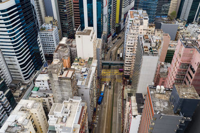 High angle view of buildings in city