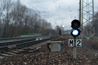 Railway signal by railroad track