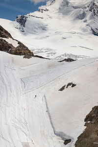 High angle view of snow covered mountain