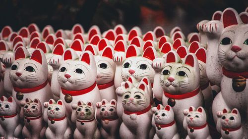 Close-up of toys for sale