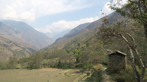 Scenic view of mountains against sky