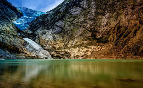 Scenic view of lake against mountains