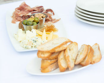 High angle view of food served in plate