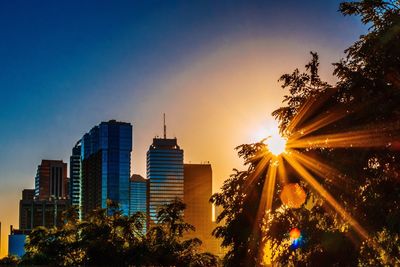 View of city at sunset