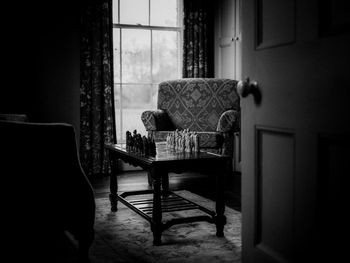 Empty chairs and table at home