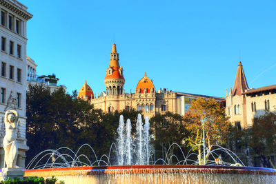 View of buildings against clear sky