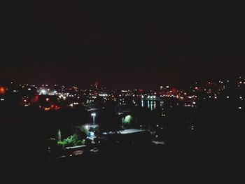 View of illuminated cityscape at night