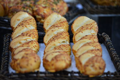 Close-up of breads for sale in store