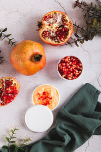 High angle view of food on table