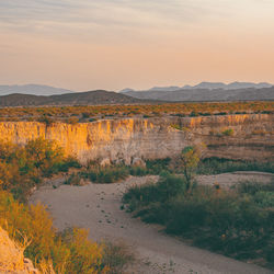 Scenic view of landscape against sky during sunset