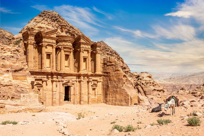 Ad deir or the monastery, ancient nabataean stone carved temple, petra, jordan