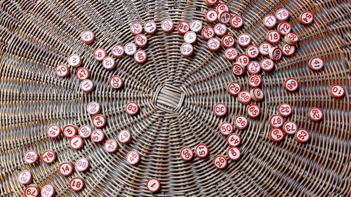 Full frame shot of heart shape decoration on metal