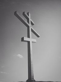 Low angle view of sign against sky