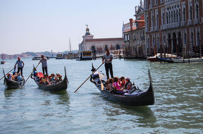 Boats sailing in river