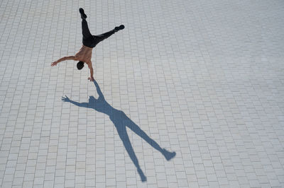 Shadow of person on snow