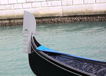 Gondola moored in canal