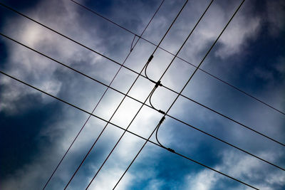 Low angle view of cables against sky