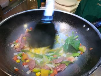 High angle view of food in container