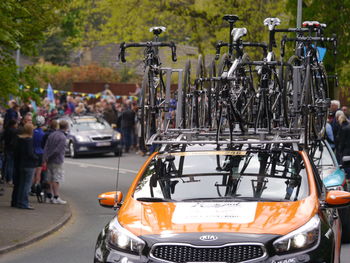 Close-up of bicycle on road