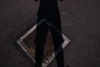 Low section of person standing on road