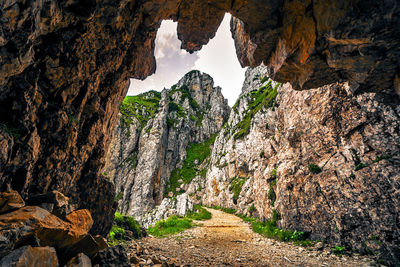 Inside view of 52 galleries first world war path on pasubio, veneto, italy