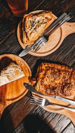 High angle view of food on table