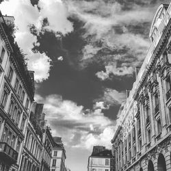 Low angle view of skyscrapers against sky