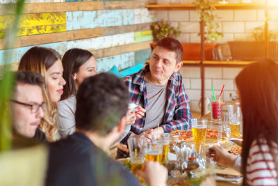 Group of people at restaurant table