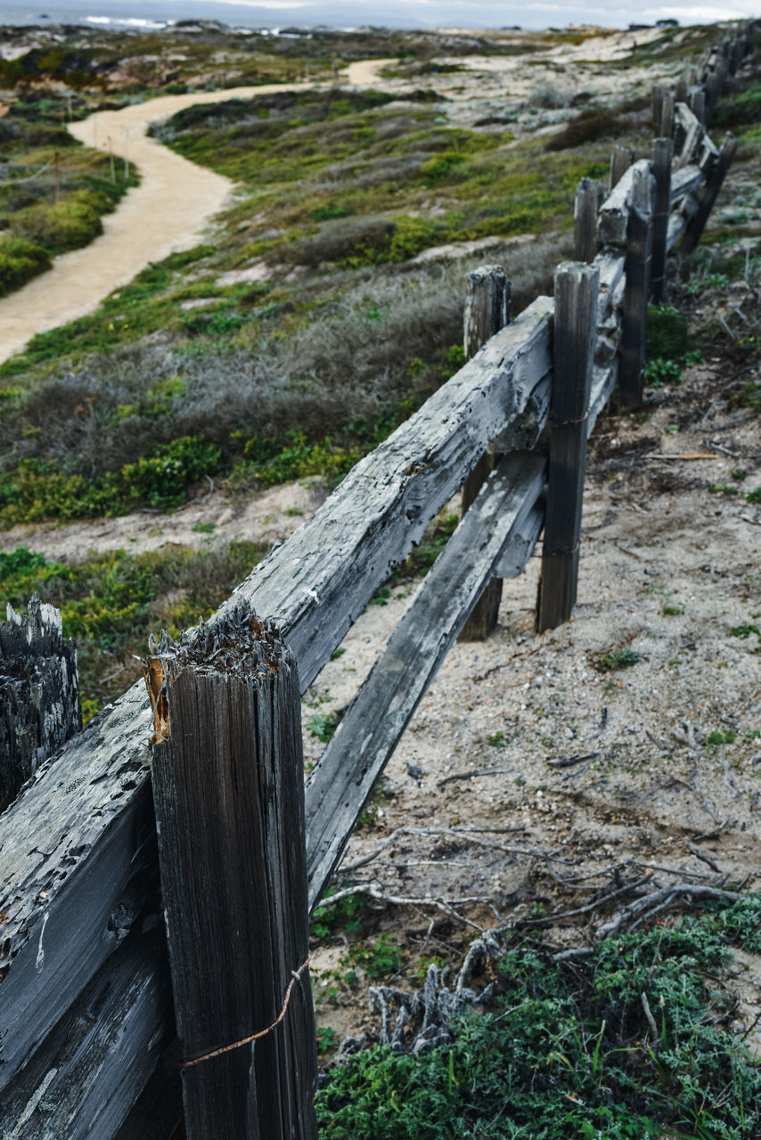 wood, nature, land, coast, rock, environment, no people, water, landscape, plant, scenics - nature, grass, day, sea, tranquility, fence, outdoors, beauty in nature, non-urban scene, terrain, tranquil scene, sky, cliff, shore, beach, waterway, field, security, trail, architecture